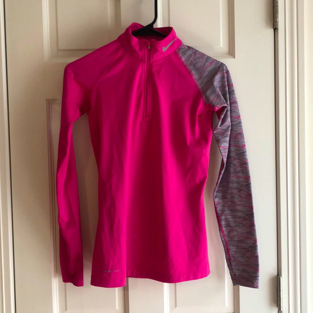 Nike Pink & Grey Thermafit Running Quarterzip